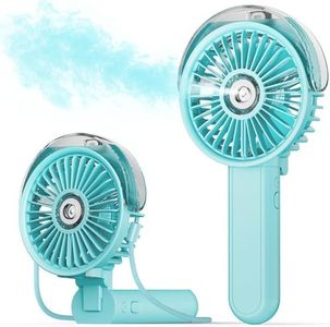SWEETFULL Portable Misting Fan - 180° Foldable Handheld Personal Fan with Mist Spray, 3 Speeds, 30ml Water Tank, USB Rechargeable - Ideal for Travel, Outdoors, Makeup, Camping, Home, and Office Use