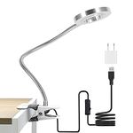 Pinkiou Clip on Lamp Desk Lamp with Clamp for Night Reading Nail Art Makeup Salon LED USB Book Light Clip Clamp Lamp 360°Flexible Gooseneck Bed Lamp 3 Color Models