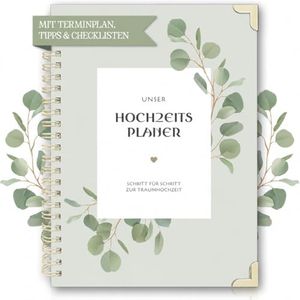 BIROYAL Hochzeitsplaner Deutsch für den großen Tag, 160 Seiten Wedding Planner mit Terminplan, Checklisten, Zeitplan und Tipps, Hochzeit Buch mit Kalender, Tolles Geschenk zur Verlobung - DIN A4