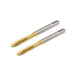 uxcell Spiral Point Plug Threading Tap M5 x 0.8 Thread, Ground Threads H2 3 Flutes, High Speed Steel HSS 6542, Titanium Coated, Metric Screw Taps Tapping Bit for Thread Repair, 2pcs