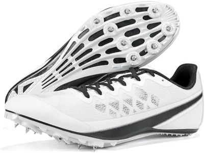 Zakey Mens Track and Field Shoes Women Kids Professional Spikes Racing Sneakers Girls Light Weight Running Nail Spikes Shoes Boys (WhiteBlack,11.5)