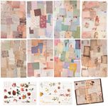 517 Pcs Vintage Scrapbook Paper,Scrapbook Supplies Stickers,Journaling Supplies Kit Include 37 Pcs Flowers Stickers Aesthetic Journal Paper for Planner,Bullet Journaling,Junk Journal Paper