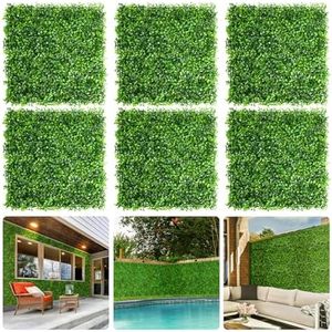 Aboofx Artificial Grass Wall Panels, 6 Pack 10x10in Green Wall Decor Greenery Wall, Hedge Topiary Wall Panels for Indoor Outdoor Garden Privacy Protected (4.17 SQ Feet)