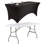 Hartleys 6ft Folding Table and Black Stretch Tablecloth