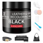 Leather Recoloring Balm,8.5oz Leather Color Restorer,Black Leather Repair kit for Furniture and Car Interior,Leather Couch Scratch Repair,Leather Dye Paint for Faded,Cracked and Damaged Leather