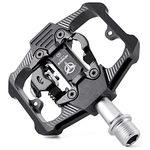 GEWAGE Mountain Bike Pedals - Dual Function Flat and SPD Pedal - 3 Sealed Bearing Platform Pedals SPD Compatible, Bicycle Pedals for BMX Spin Exercise Peloton Trekking Bike (Black)