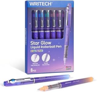 WRITECH Liquid Ink Rollerball Pens: 8ct Assorted Colors Fine Point Tip 0.7mm Roller Ball Rolling Pen for Smooth Writing Coloring Drawing Journaling No Bleed & Smear &Smudge Multi Colored
