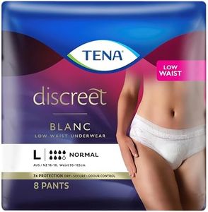 TENA Women Discreet Low Waist Incontinence Underwear, Blanc, Large, Pack of 8