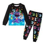 Z Fashion Pajamas Boys PJS Pyjamas Tshirt Pants Sets Kids Outfit 2pcs Toddler Clothes Sets 5-12Y Black