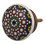 IndianShelf 12 Packs Multicolor Flat Floral Ceramic Drawer Knobs for Kitchen Cabinet Hardware Door Decorative Dresser Pulls Luxury Antique