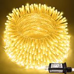 JMEXSUSS 66ft 200 LED String Lights Indoor Outdoor, Warm White Christmas Lights Clear Wire, 8 Modes Waterproof Twinkle Fairy String Lights Plug in for Tree Room Bedroom Wedding Decorations