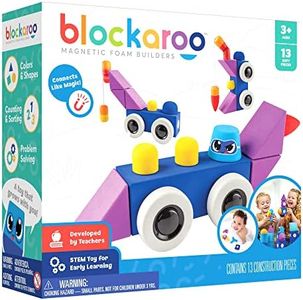 Blockaroo Magnetic Foam Building Blocks - 13-Piece Roadster, Bath Toys for Toddlers, Preschool Toys, Bathtub Toys, Sensory Toys, Blocks for Toddlers 3-5, Engineering Toys for Kids 3-5, Bath Blocks