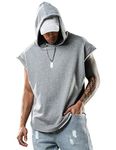 Sleeveless Hoodies for Men Tank Top Summer Muscle T Shirt Fit Running Training Basic Plain Color Grey XL