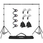 Vevelux 2 X 3 M / 6.5 X 10 FT Photo Video Studio Adjustable Backdrop Stand, Background Support System with 8 Spring Clamps, 2 Sandbags & 1 Carrying Bag for Video Studio Photo Party Wedding