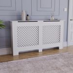 Vida Designs Oxford Radiator Cover White Traditional Painted MDF Cabinet, Large (H: 82 / W: 152 / D: 19 cm)