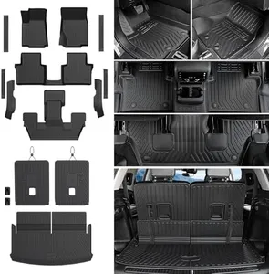 JOULARISE Floor Mats Cargo Mat for 2021-2025 Jeep Grand Cherokee L Captain Chair(Only for 6-Seater w/o 2nd Row Armrest), All Weather TPE Trunk Cargo Liner Car Accessories
