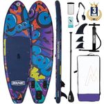 Overmont SUP Inflatable Stand Up Paddle Board for adults, 323x84x15cm Lightweight & Foldable, with Adj Paddle, Pump, SUP Backpack, Leash, 3 Fins, Waterproof Bag, Repair Kit, Non-Slip Deck