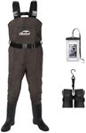 DikaSun Fishing Waders for Men & Women, Waterproof 2-Ply Nylon/PVC Chest Wader with Boots for Fly Fishing Sizes 4-14 Bootfoot Waders Lightweight