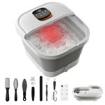 Foldable Portable Pedicure Foot Spa Bath Massager with Heat, Bubbles, Vibration and Red Light, Foot Spa Tub for Feet Stress Relief, Foot with Mini Acupressure Massage Points Temperature Control