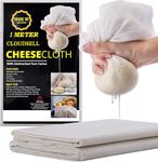 Cheesecloth, Muslin Cloth 1 Meter Grade 90, 100% Pure Cotton Reusable Cheese Cloths for Straining, Unbleached Ultra Fine Cheese Cloth Fabric, Premium Butter Muslin Cloth for Straining (1 Meter)