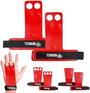 Bear Grips Titanium Hand Grips, Superior Cross Fitness WOD Grips, 60% Thinner & 10X Stronger Than Carbon Fiber Grips. Pull Up Grips, Weight Lifting Gloves, Heavy Duty Gymnastics Grips. Red, Large.