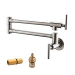 Havin Brass Pot Filler,Wall Mount Commercial Pot Filler Faucet,Brass Copper Material Kitchen Folding Faucet,Coffee Machine Faucet with Stretchable Double Joint Swing Arms (Style A, Brushed Nickel)