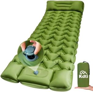 KDTI Ultralight Inflatable Sleeping Pad with Built-in Foot Pump - Upgraded Durable Air Mattress for Camping, Backpacking, Hiking - Compact Design Includes Carry Bag (Green)