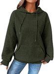 Warehouse Amazon Warehouse Deals Today Waffle Knit Tops for Women Oversized Waffle Knit Shirt Cute Clothes Tops Sweatshirt for Women with Pocket 2024