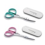 PAFASON Stainless Steel Curved and Straight Nail Cuticle Manicure Scissor Set with Premium PU Leather Case Multi-Purpose Pedicure Beauty Grooming Tool for Nail, Dry Skin