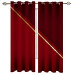 Simple Two-Color Stitching Blackout Curtains, Dignified and Classic Golden Lines Thermal Insulated Drapes, Darkening Window Drapes, for Bedroom Living Room Windows Terrace - 84x72in