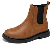 DADAWEN Women's Slip-On Ankle Chelsea Boots Tan 8 UK