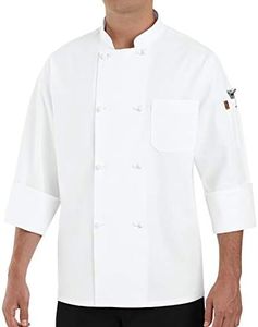 Chef Designs mens Original Eight Knot Button Coat chefs jackets, White, Large US
