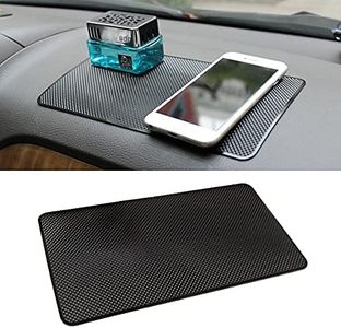 BLAU GRUN Car Dashboard Anti-Slip Rubber Pad, 10.6''x 5.9'' Universal Non-Slip Car Magic Dashboard Sticky Adhesive Mat for Phones Sunglasses Keys Electronic Devices and More Use (Black/Grid)