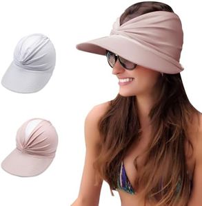 TYXHXTF 2 Pcs Sombrero Playa Mujer, Visera de Protección Solar, Viseras Vacío Top Ponytail, Anti UV Gorra Verano, para Correr Tenis Golf Deportes Senderismo de Mujeres
