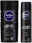 NIVEA Deodorant for Men, Deep Impact Freshness, 150ml and Shower Gel, Deep Impact Cleansing Body Wash for Men, 250ml