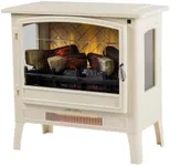 Country Living Infrared Freestanding Electric Fireplace Stove Heater in Cream | Provides Supplemental Zone Heat with Remote, Multiple Flame Colors, Metal Design with Faux Wooden Logs