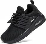 Ugmikdo Kids Shoes Boys Girls Running Tennis Shoes Air Shoes Breathable Lightweight Fashion Sneakers for Sports Athletic Gym Walking, A All Black, 12.5 Little Kid