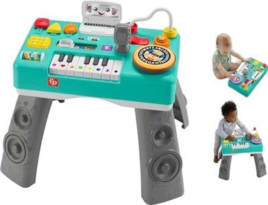 Fisher-Price Ríe y aprende Mesa de Mezclas DJ Musical Piano de Juguete con Actividades, Luces y Sonidos, Sentado y de pie, bebés +6 Meses, VERSIÓN US SIOC, HLM43