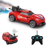 Pup Go Remote Control Racing Car for Kids 3+ with Stunt Mist Spray and LED Lights, 1:20 Scale 10 mph High Speed Rechargeable RC Car, Xmas Gift Toy Vehicle 3 4 5 6 7 8 9 Year Old Boys Girls, Red