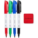 Lifekrafts Dry Erase Fine Point Marker Pens | Pack of 4 Includes Black, Blue, Red, Green | Perfect for Writing on Whiteboards, Dry Erase Boards, Mirrors for School, Office, Home Use.