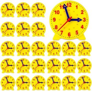 Batiyeer 24 Pcs Teaching Clock Kit for Kids to Tell Time Teaching Mini Geared Clock for Kids Basic Math Development Teacher and Classroom Supplies, 4 Inch(Yellow)