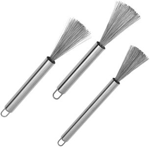 MEZON Kitchen Cookware Scrubber Brush Stainless Steel Cleaning Brush for Pots Pans Efficient Dish Cleaning Scraper with Handle Cookware Scrubber (3)