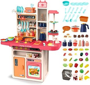 deAO Jeu de rôles Ma Cuisine de Chef avec des Fonctions de lumières et Sons, Jouet de Cuisine avec Vapeur réaliste, Ensemble d'accessoires de Cuisine pour Filles garçons