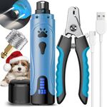 YABIFE Dog Nail Grinder, Dog Nail Trimmers and Clippers Kit, Super Quiet, Rechargeable, for Small Large Dogs & Cats Toenail & Claw Grooming,3 Speeds, 1 Extra Grinding Wheel