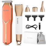 BLIBEE Hair Clippers & Bikini Trimmer for Women - Waterproof Electric Clippers and 4 in 1 Bikini Trimmer Set, Deluxe Hair Trimmer, Wet/Dry Body Shaver for Nose Eyebrows Beard Pubic Hair, Orange