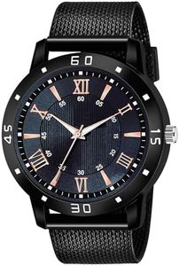 Black Dial PU Strap Stylish Analog Watch for Men-RMNA