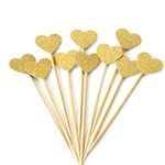 Gold Glitter Heart Cupcake Toppers Cake Decoration,24pcs.