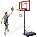 Ganggend Portable Basketball Hoop 5FT-7FT, Basketball Goal with Adjustable Height, Outdoor Indoor Basketball with 31.5" Shatterproof Backboard, Basketball with Fillable Base for Teenager Adult, Red