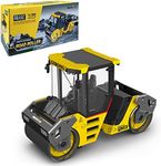 Gemini&Genius Road Roller Construction Vehicle Toy, Double-drum Road Roller 1/50 Scale Die-cast Grader Engineering Road Planer Vehicle, Asphalt Drum Compactor Alloy Model Toys and Collections for Kids