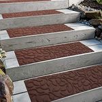 Comme Rug Stair Treads with Rubber Backing,Non-Slip,Indoor Outdoor Step treads,Set of 6,Brown,8.5" x 30"